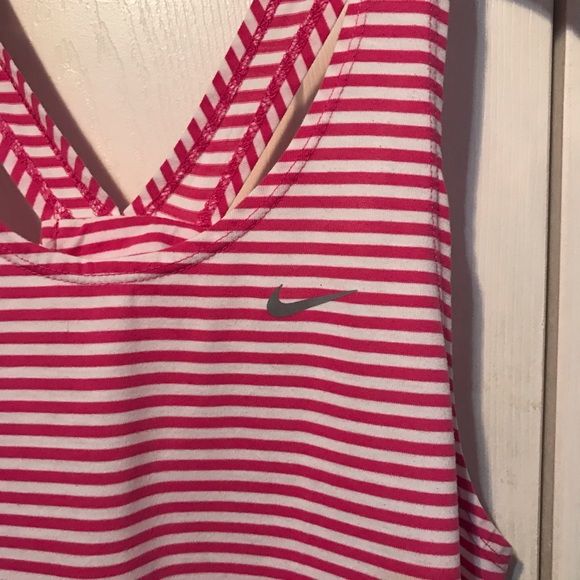 Nike Women’s Tank Top Pink White Striped Loose Fit - Picture 3 of 6